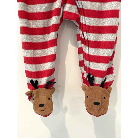Carter’s Christmas Reindeer Striped Sleeper Pajamas – Gray/Red – 6M Toddler - Picture 4 of 7